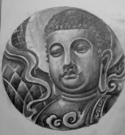 手稿霸气大佛纹身图案