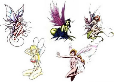 手稿带翅膀的天使纹身图案