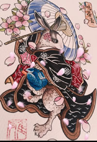 手稿的兔仙子纹身图案