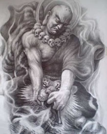 手稿一张霸气的罗汉纹身图案