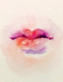水彩的红嘴唇纹身图案