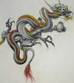 手稿一张霸气的过肩龙纹身图案