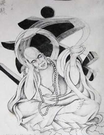 手稿一张单色的罗汉纹身图案