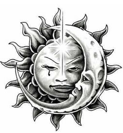 手稿太阳月亮纹身图案