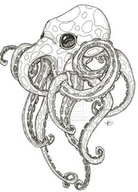 手稿一款漂亮的章鱼纹身图案