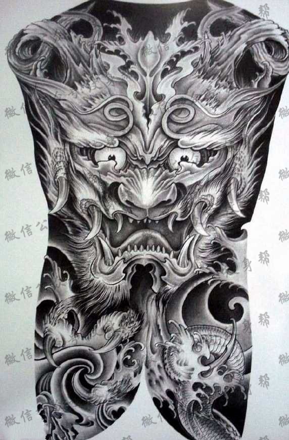 手稿很值得收藏的满背般若纹身图案