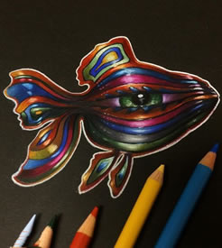 手稿彩绘一条鱼纹身图案