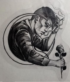 手稿点刺失恋的男子纹身图案