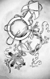 时尚个性的锁纹身图案