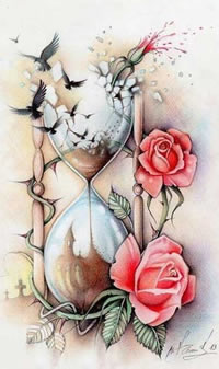 手稿漂亮好看的沙漏纹身图案