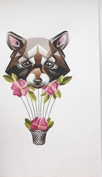 手稿彩绘可爱的狗狗纹身图案