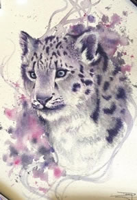 手稿水墨一只猫纹身图案