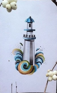 手稿彩色的灯塔纹身图案