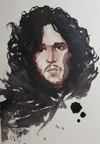 手稿水墨的肖像纹身图案