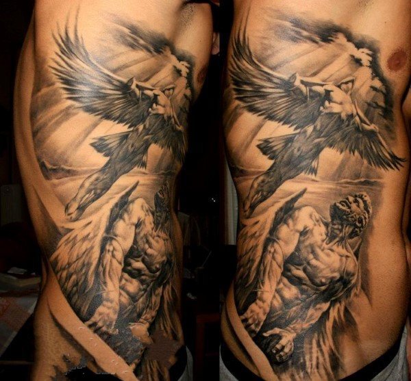 侧腰纹身图   设计感十足的侧腰纹身图案