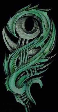 手稿欧美3D机械纹身图案