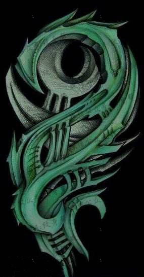 手稿欧美3D机械纹身图案