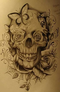手稿时尚骷髅纹身图案