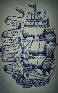 手稿一幅心脏纹身图案