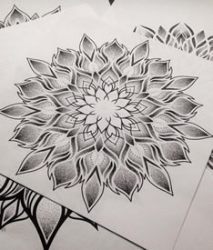 手稿经典点刺的梵花纹身图案