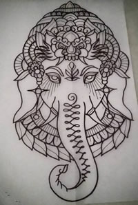 手稿的经典的大象纹身图案