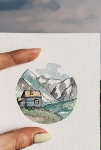 手稿唯美的山村纹身图案