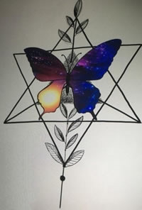 手稿几何图形蝴蝶纹身图案