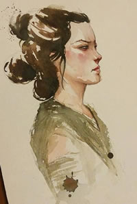 手稿水墨肖像纹身图案