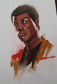 手稿水彩的肖像纹身图案