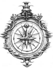 手稿漂亮的指南针纹身图案