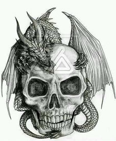 手稿时尚好看的骷髅纹身图案