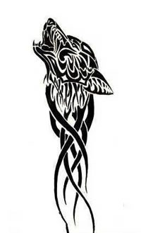 帅气超酷的图腾狼头纹身图案