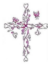 手稿漂亮十字架花藤纹身图案