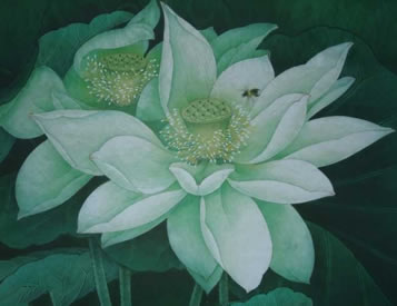 手稿一款清新典雅的荷花纹身图案