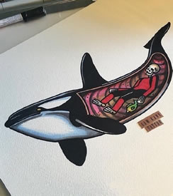 手稿彩绘不一样的鲨鱼纹身图案