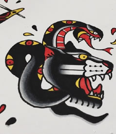 手稿蛇系黑豹纹身图案