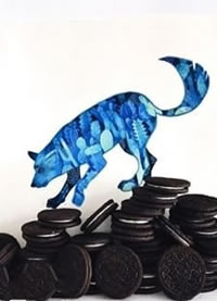 手稿奥利奥上的狼纹身图案