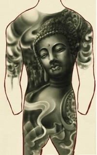 手稿通体佛像素材纹身图案