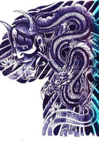 手稿半甲般若纹身图案