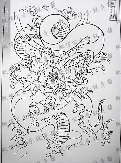 手稿一款很恐怖的蛇纹身图案