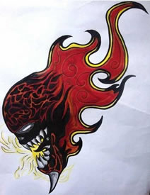 手稿设计个性骷髅纹身图案