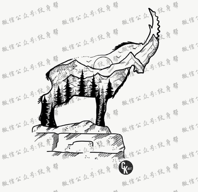 创意黑白纹身手稿_一组18张个性创意黑白纹身手稿图案