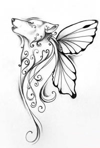 手稿简单的狐狸纹身图案