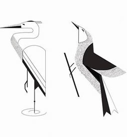 手稿点刺几何仙鹤纹身图案