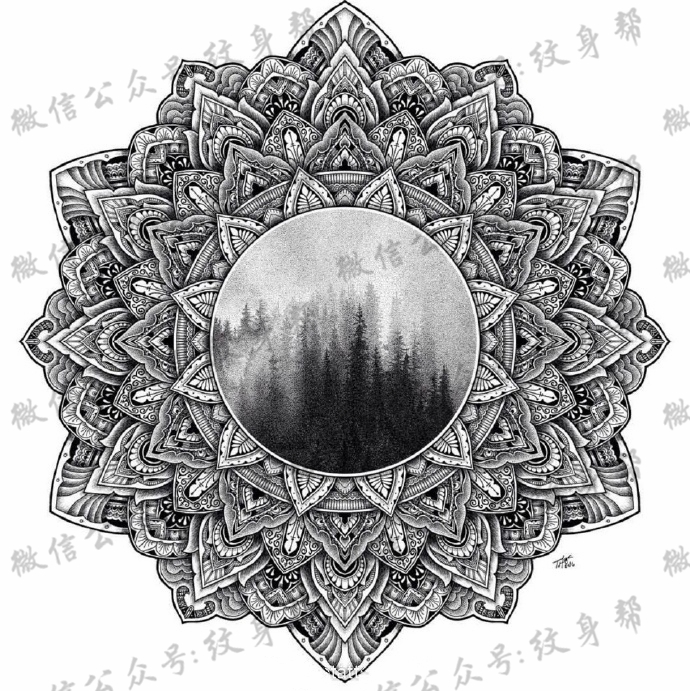 曼陀罗点刺梵花_100张曼陀罗点刺梵花纹身手稿图案