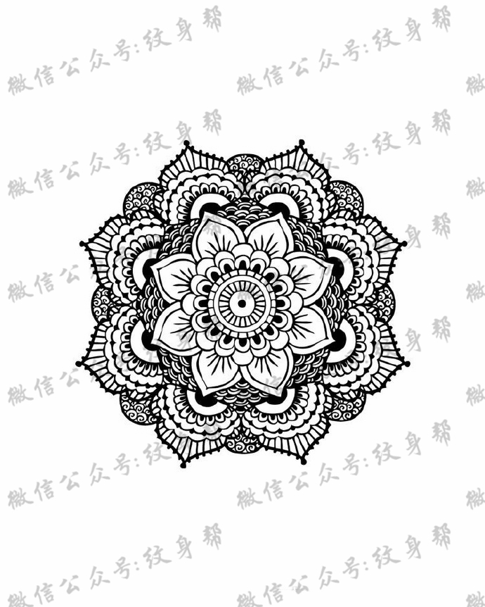 曼陀罗点刺梵花_100张曼陀罗点刺梵花纹身手稿图案