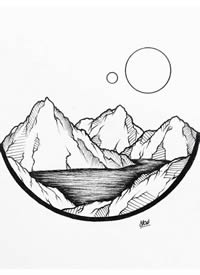 日月山脉简约纹身手稿一组9张