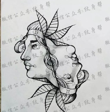 双子座纹身手稿_29张十二星座之双子座纹身图案手稿