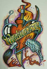 手稿心脏匕首纹身图案