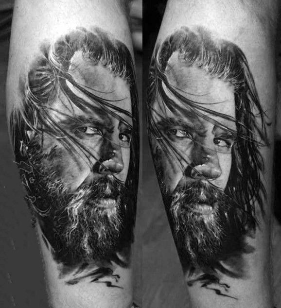 纹身人物图片   多款素描写实的人物肖像纹身图案